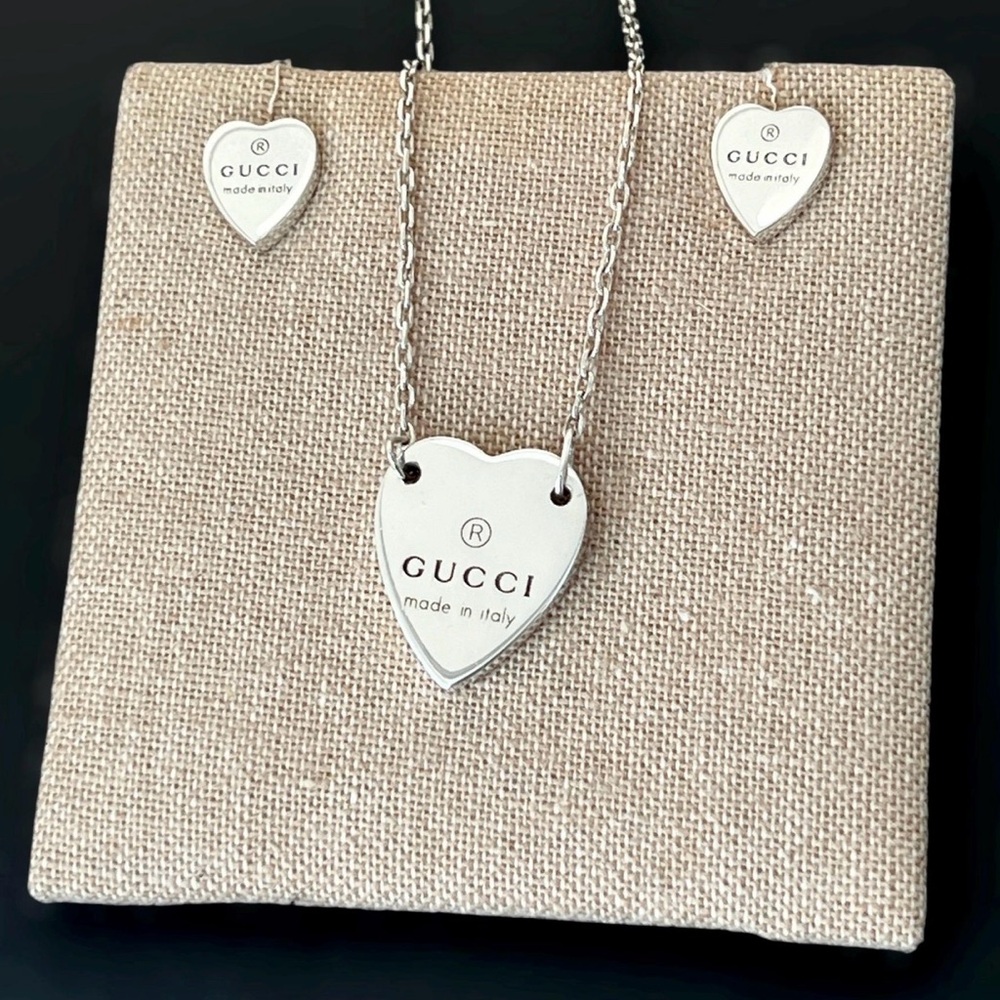Gucci Silver Heart Jewelry Set